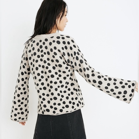 MADEWELL Leopard Dot Wool Blend Pullover Sweater Flare Sleeve Size XS NWT - Picture 2 of 14